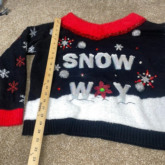 Holiday Time ugly sweater Christmas sequined Snow Way fuzzy SZ XL - Picture 7 of 7